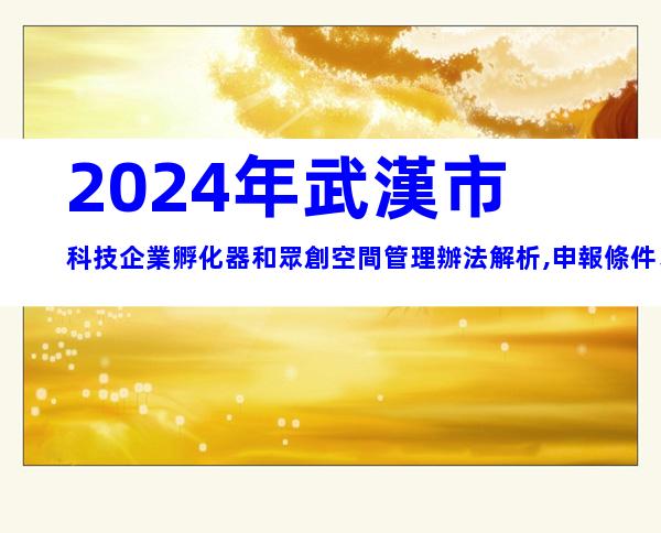 2024年武漢市科技企業孵化器和眾創空間管理辦法解析,申報條件、流程