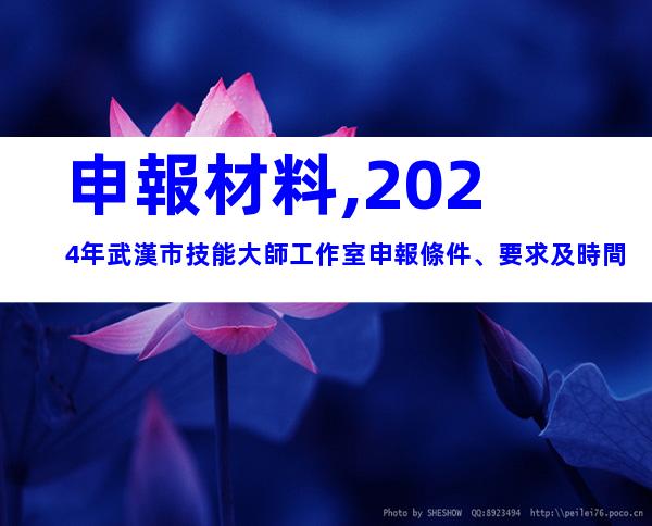申報材料,2024年武漢市技能大師工作室申報條件、要求及時間